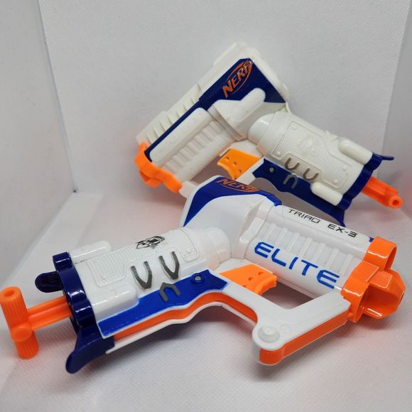NERF N-STRIKE ELITE TRIAD EX-3 Blaster Lot Of 2 Working Used - Picture 3 of 10